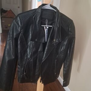 Women's Black Leather Jacket Size S BNWT